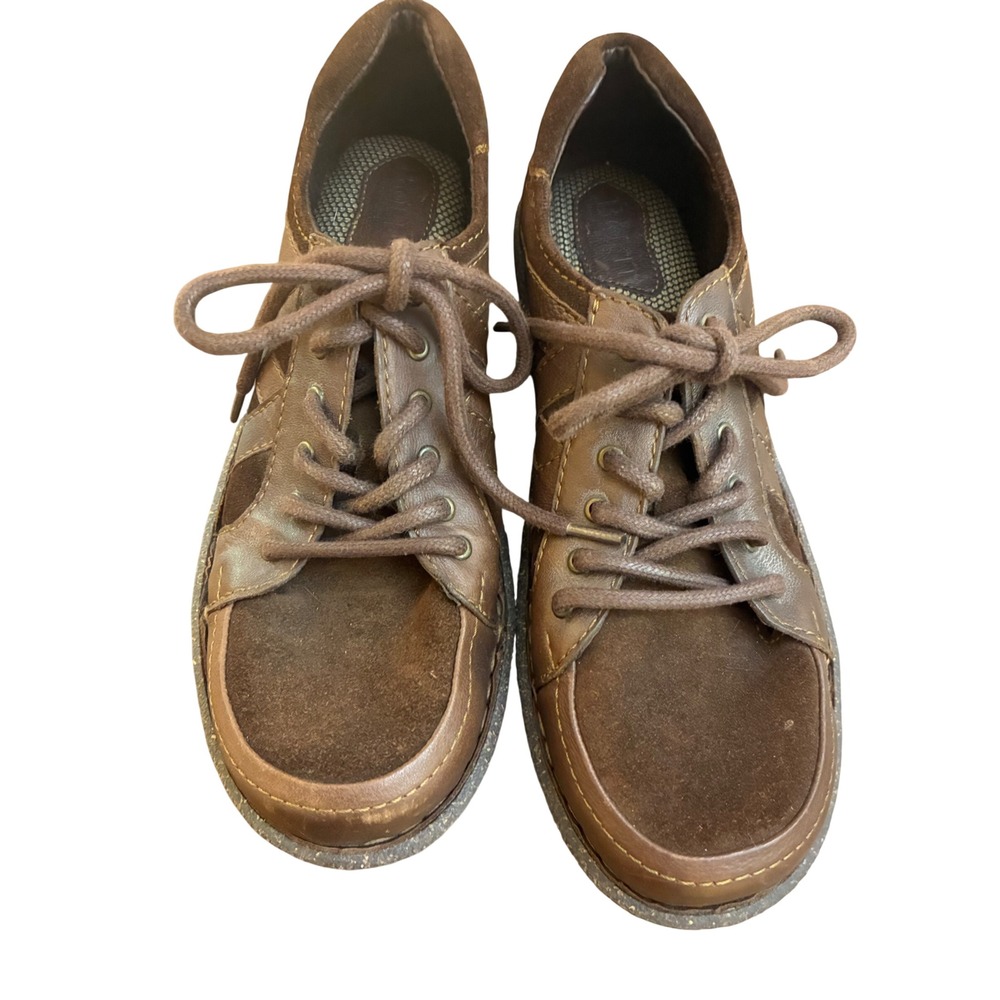 Born Vintage Brown Leather Suede Lace Up Oxford Shoes Handcrafted Comfort 9/40.5